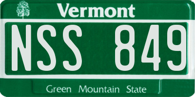 VT license plate NSS849
