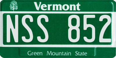 VT license plate NSS852