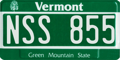 VT license plate NSS855