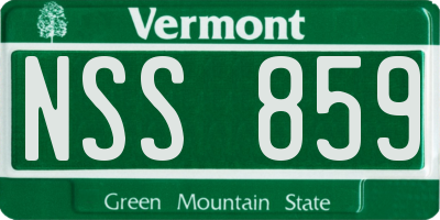 VT license plate NSS859