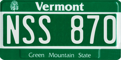 VT license plate NSS870