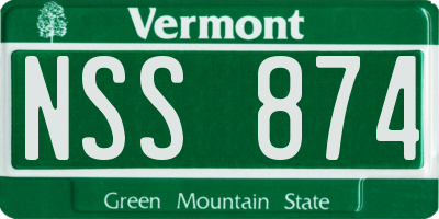 VT license plate NSS874
