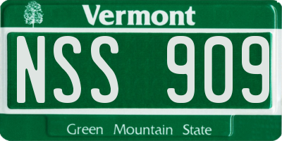 VT license plate NSS909