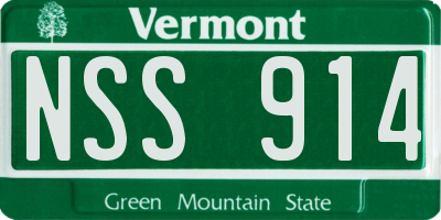 VT license plate NSS914