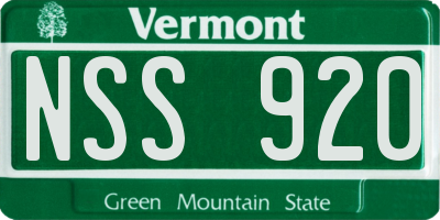 VT license plate NSS920