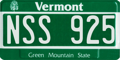 VT license plate NSS925