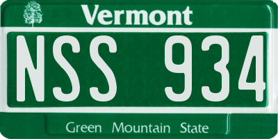 VT license plate NSS934