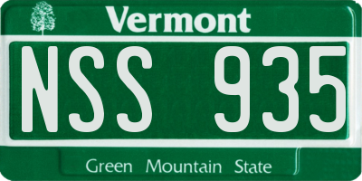 VT license plate NSS935