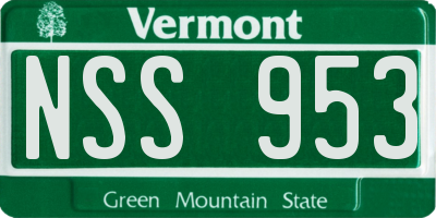 VT license plate NSS953