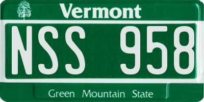 VT license plate NSS958