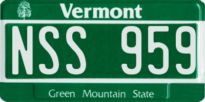 VT license plate NSS959
