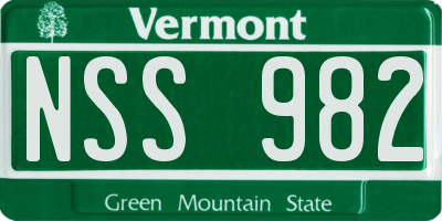 VT license plate NSS982