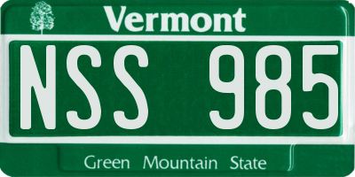 VT license plate NSS985