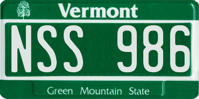 VT license plate NSS986