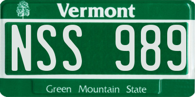 VT license plate NSS989