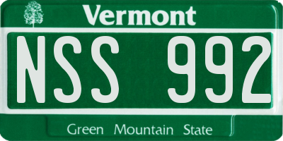 VT license plate NSS992