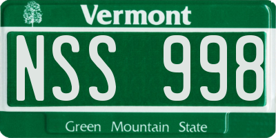 VT license plate NSS998
