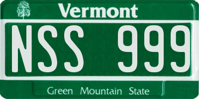 VT license plate NSS999