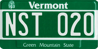 VT license plate NST020