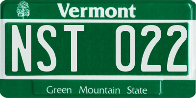 VT license plate NST022