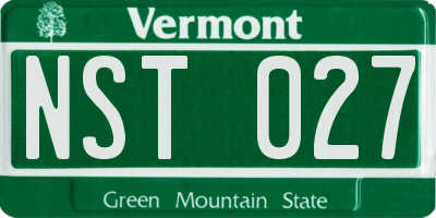 VT license plate NST027