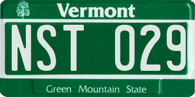 VT license plate NST029