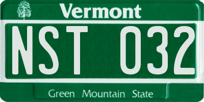 VT license plate NST032