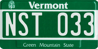 VT license plate NST033