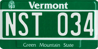 VT license plate NST034