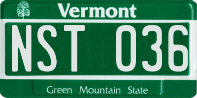 VT license plate NST036
