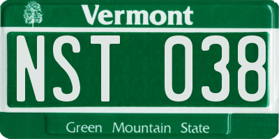 VT license plate NST038