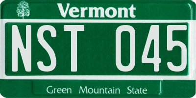 VT license plate NST045
