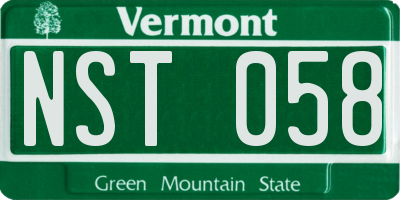 VT license plate NST058