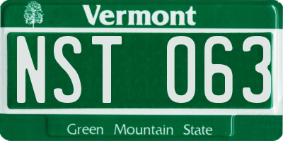 VT license plate NST063