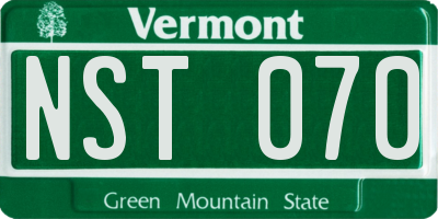 VT license plate NST070