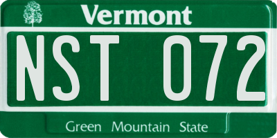 VT license plate NST072