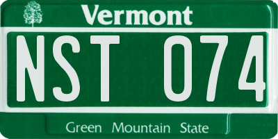 VT license plate NST074