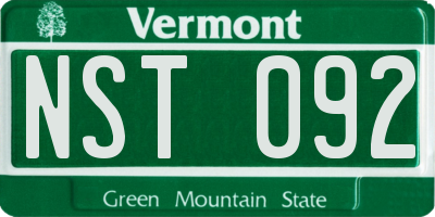 VT license plate NST092