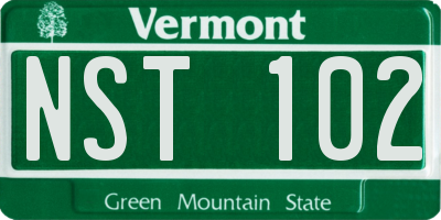 VT license plate NST102