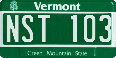 VT license plate NST103