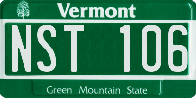 VT license plate NST106