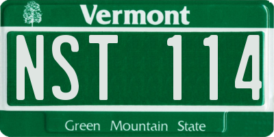 VT license plate NST114