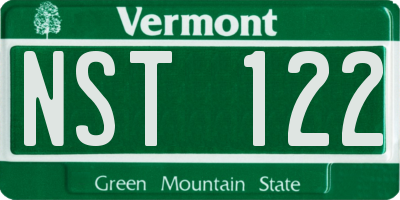 VT license plate NST122
