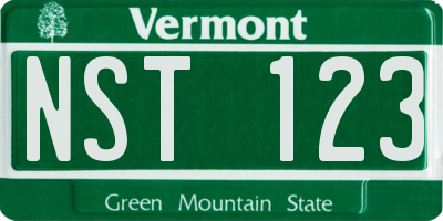 VT license plate NST123