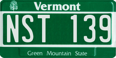 VT license plate NST139