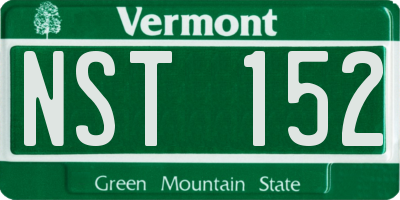 VT license plate NST152