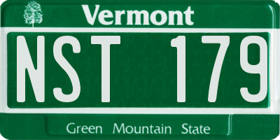 VT license plate NST179