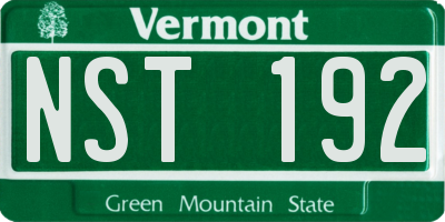 VT license plate NST192