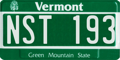 VT license plate NST193