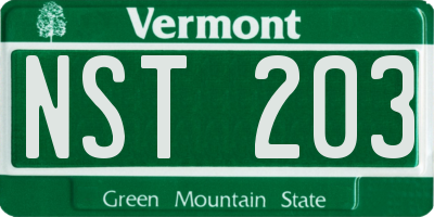 VT license plate NST203